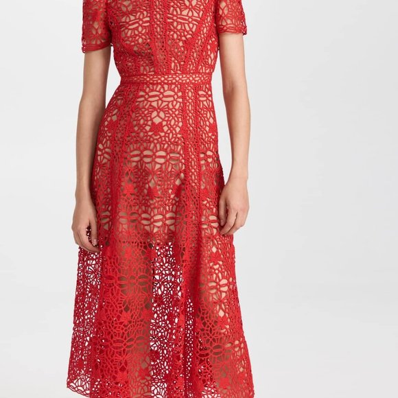 Self Portrait Guipure Lace Midi Dress - Picture 1 of 9